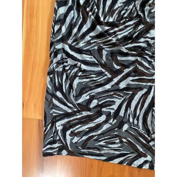 Tracy Reese Dress Grey Animal Print Mid Length Small Black V-Neck Brown Sheath - Picture 4 of 11